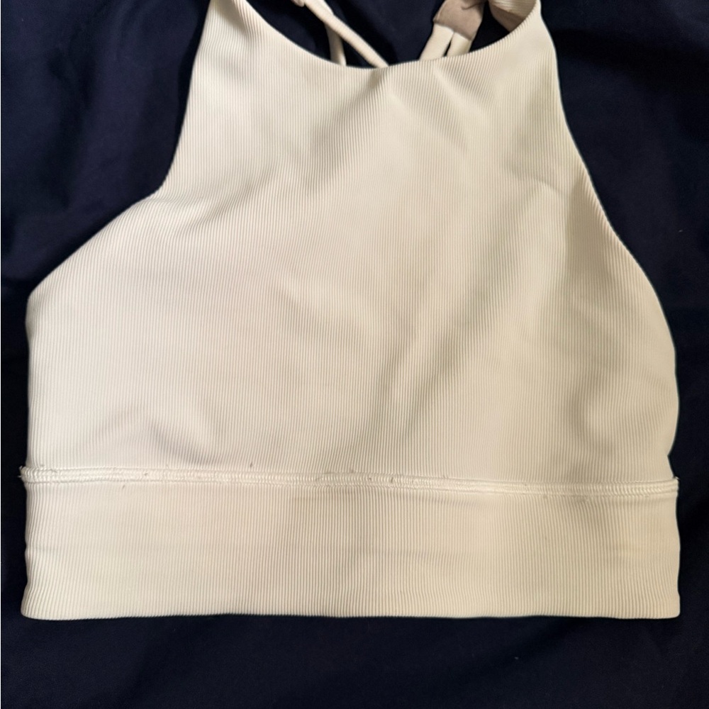 Lululemon Cream High Neck Sports Bra Crop Top